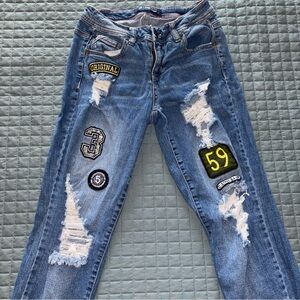 Boom Boom Womens Jeans Skinny Distressed Embellished Juniors Size 3 - (C1325H)